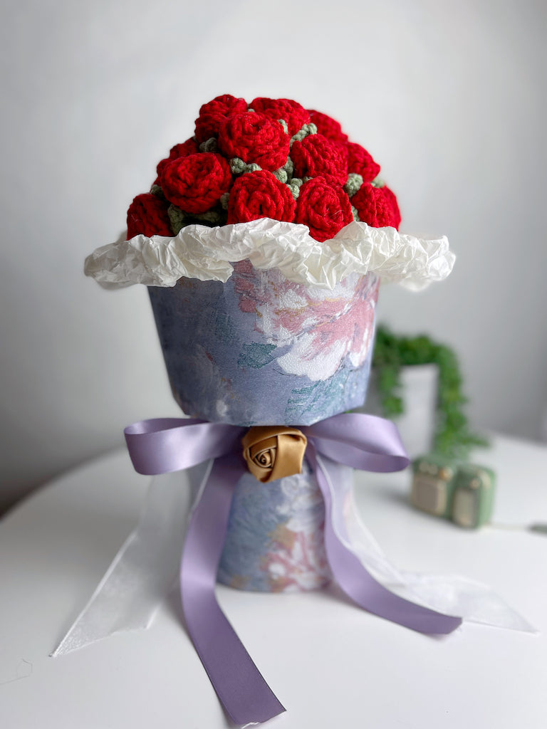 Blushing Rose Bouquet Artisan Crochet
