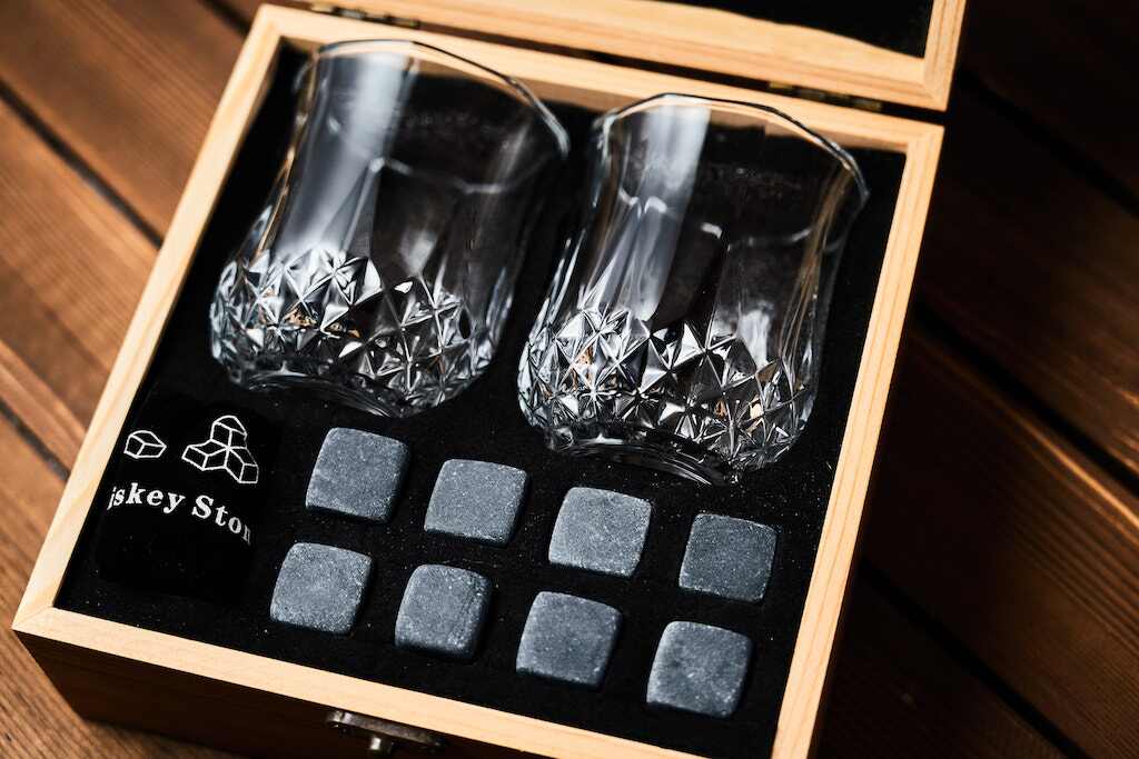 Personalized Whiskey Glass Set with Stones